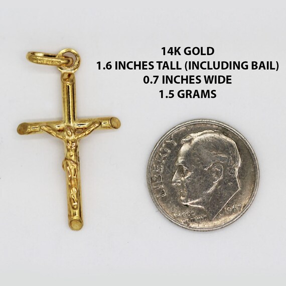 14K Gold Crucifix Pendant - image 5