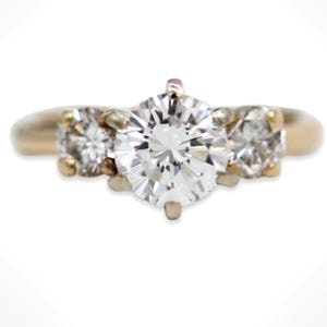 14K Gold Three-Stone ~1.87 ct t/w Diamond Engagement Ring (size 6)