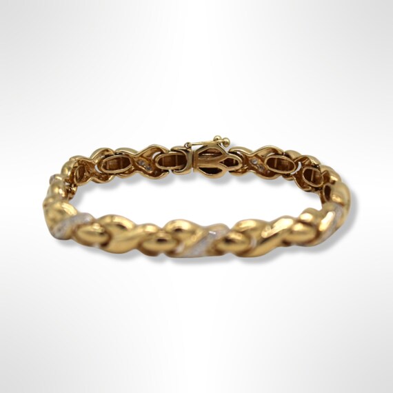 14K Gold Diamond XO Link Bracelet (7 inches) - image 3