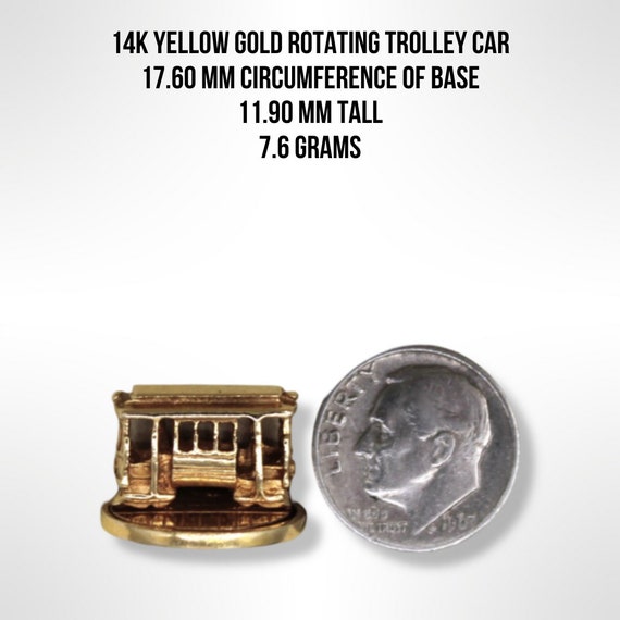 14K Yellow Gold Rotating Platform Trolley Car Cha… - image 6