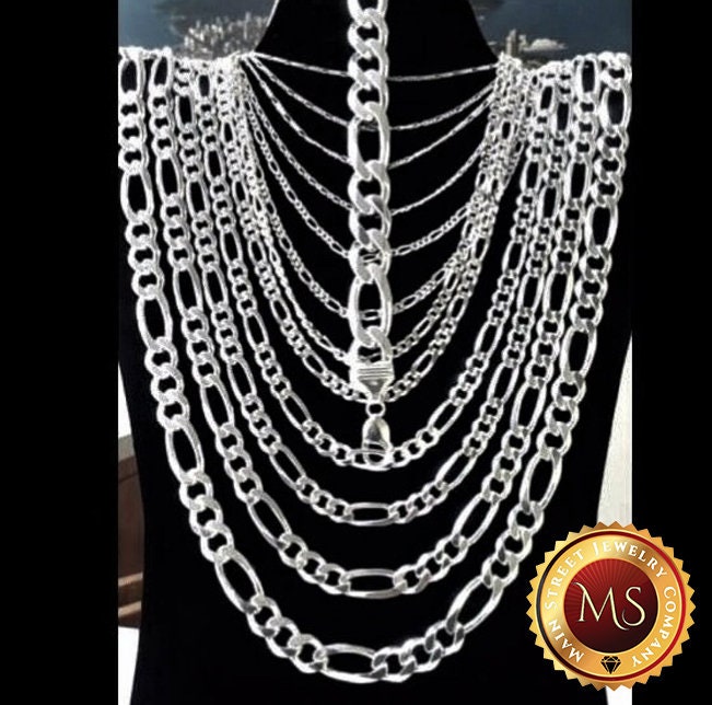 ITALY 925 SOLID Sterling Silver FIGARO Chain Necklace or Bracelet 7&q…