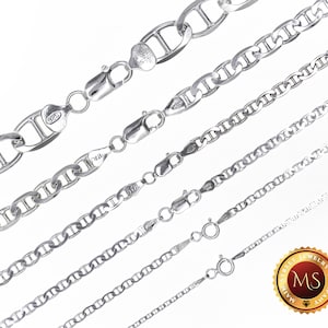 ITALY 925 SOLID Sterling Silver MARINER Chain Necklace or Bracelet 7&quot; - 30&quot;