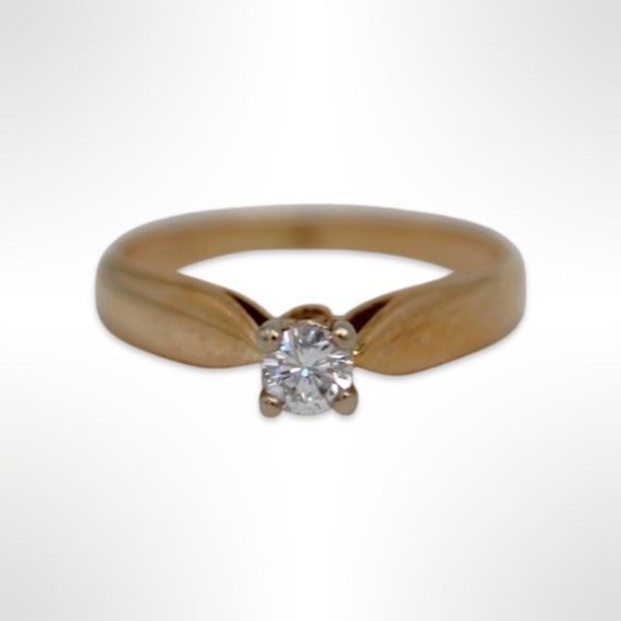 14K Gold ~0.20 ct Solitaire Natural Round Diamond… - image 2