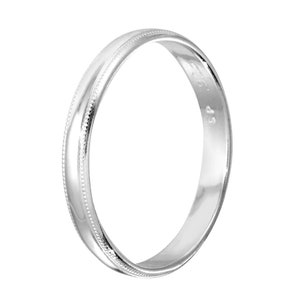 925 Sterling Silver 3mm Bordered Band Ring Sizes 5-12