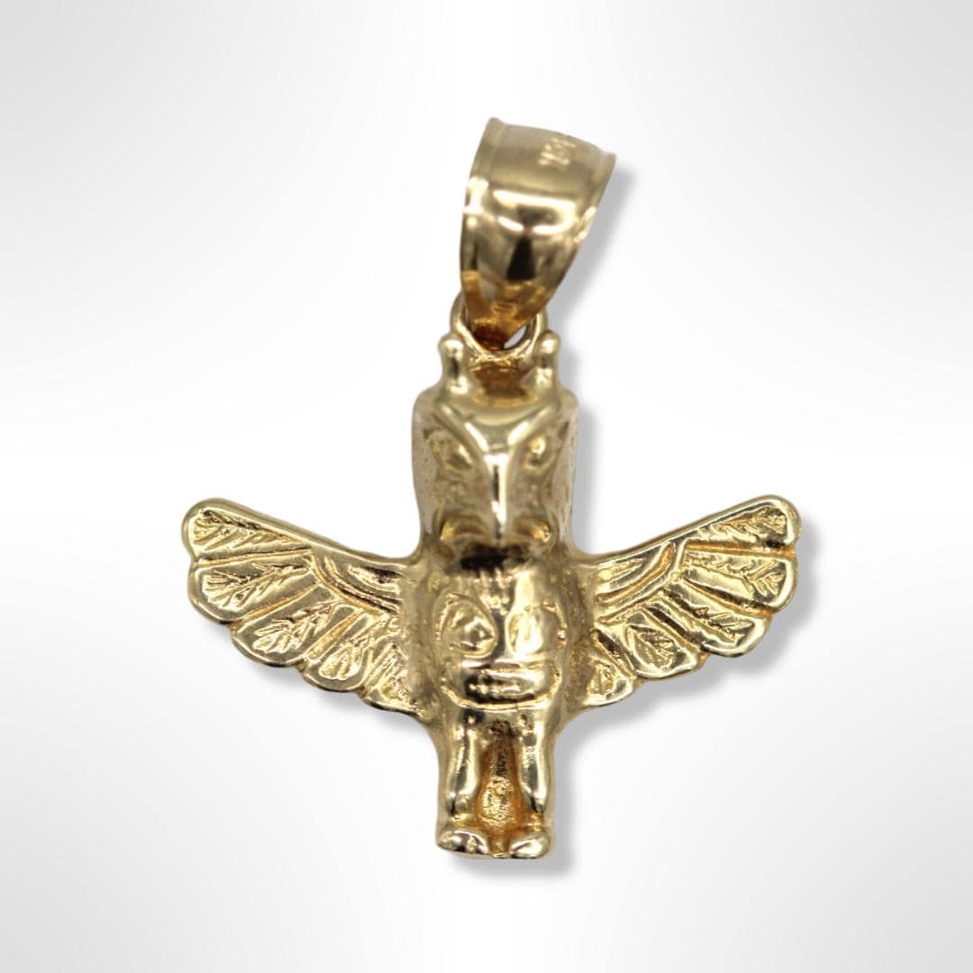 14K Yellow Gold Native American Alaskan Eagle Totem Pendant