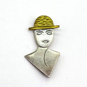 925 Sterling Silver Minimalist Portrait Pin/Brooch