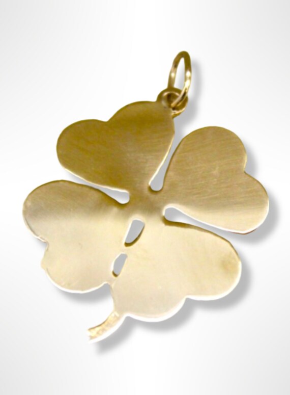 14K Yellow Gold 4 Leaf LUCKY Clover Pendant