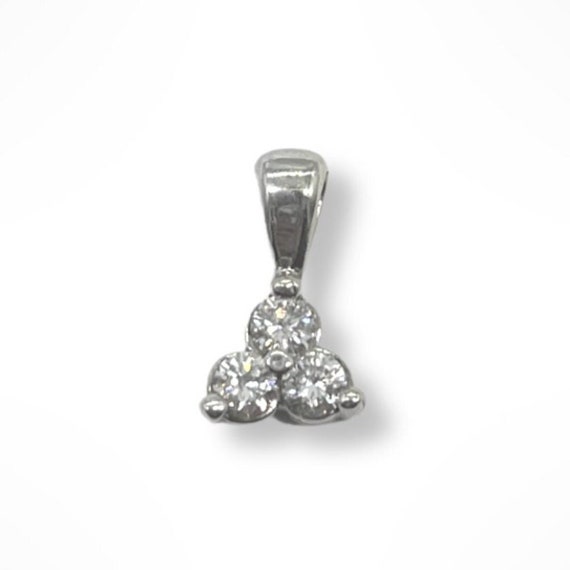 14k White Gold Triple Diamond Pendant