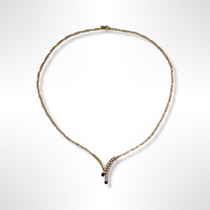 14K Gold ~0.80 ct t/w Diamond and Sapphire Necklace (16 inches)