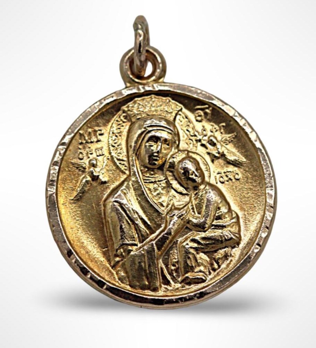 14K Yellow Gold Our Lady of Perpetual Help Medallion - Etsy