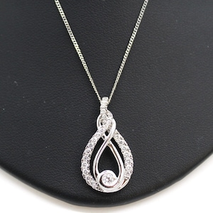 10K White Gold Interwoven Teardrop Diamond Necklace