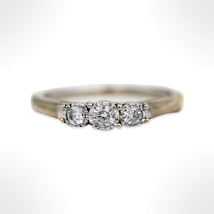 14K White Gold ~0.15 ct t/w Three Stone Diamond Engagement Ring (size 7)