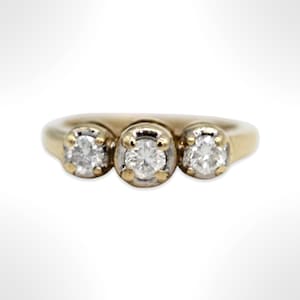 14K Gold Three-Stone Diamond Band Ring (size 4.75)
