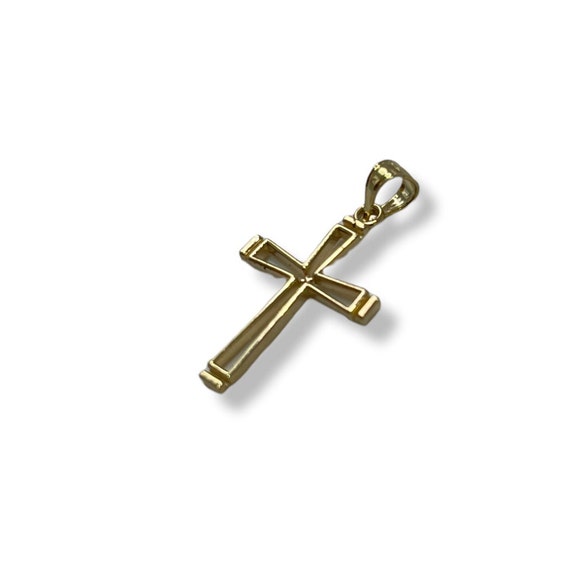 14k Gold Minimalist Cross Pendant - image 4