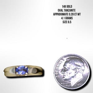 Anillo ovalado de tanzanita de oro de 14 quilates (Talla 6.5) imagen 8