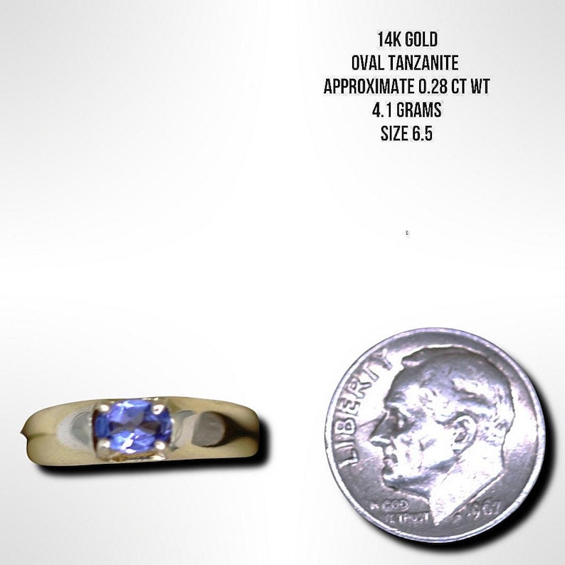 Anillo ovalado de tanzanita de oro de 14 quilates (Talla 6.5) imagen 8
