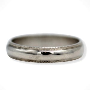 14K White Gold 4MM Half Round Milgrain Edge Band Ring (size 7)