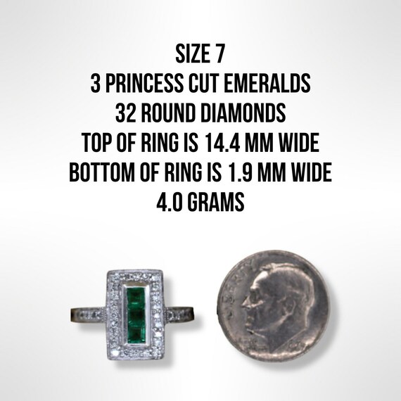 Vintage 14K White Gold Effy Bita Emerald Diamond … - image 7