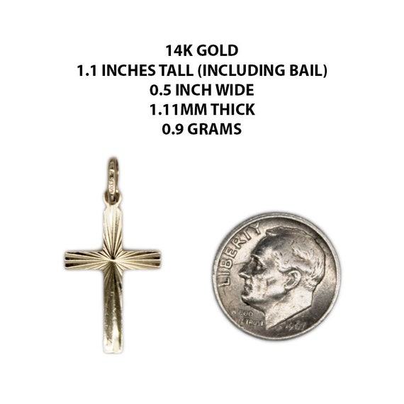 14K Gold Cross Pendant - image 4