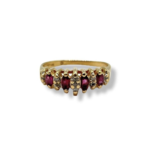 14K Gold Pink Topaz and Diamond Ring (SIZE 6) - image 1