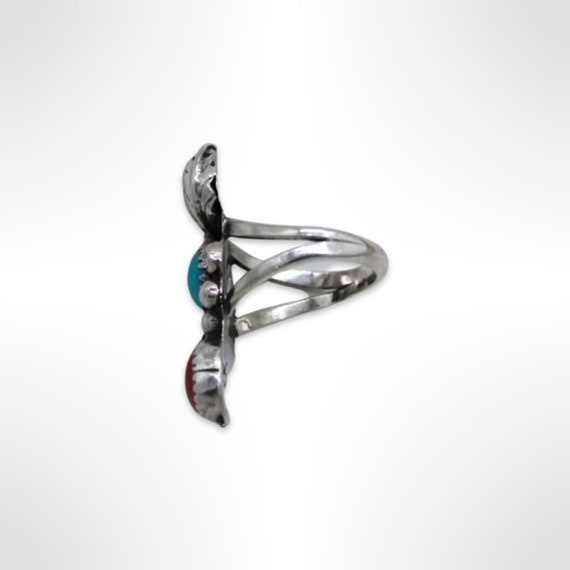 925 Sterling Silver Turquoise and Carnelian Ring … - image 4