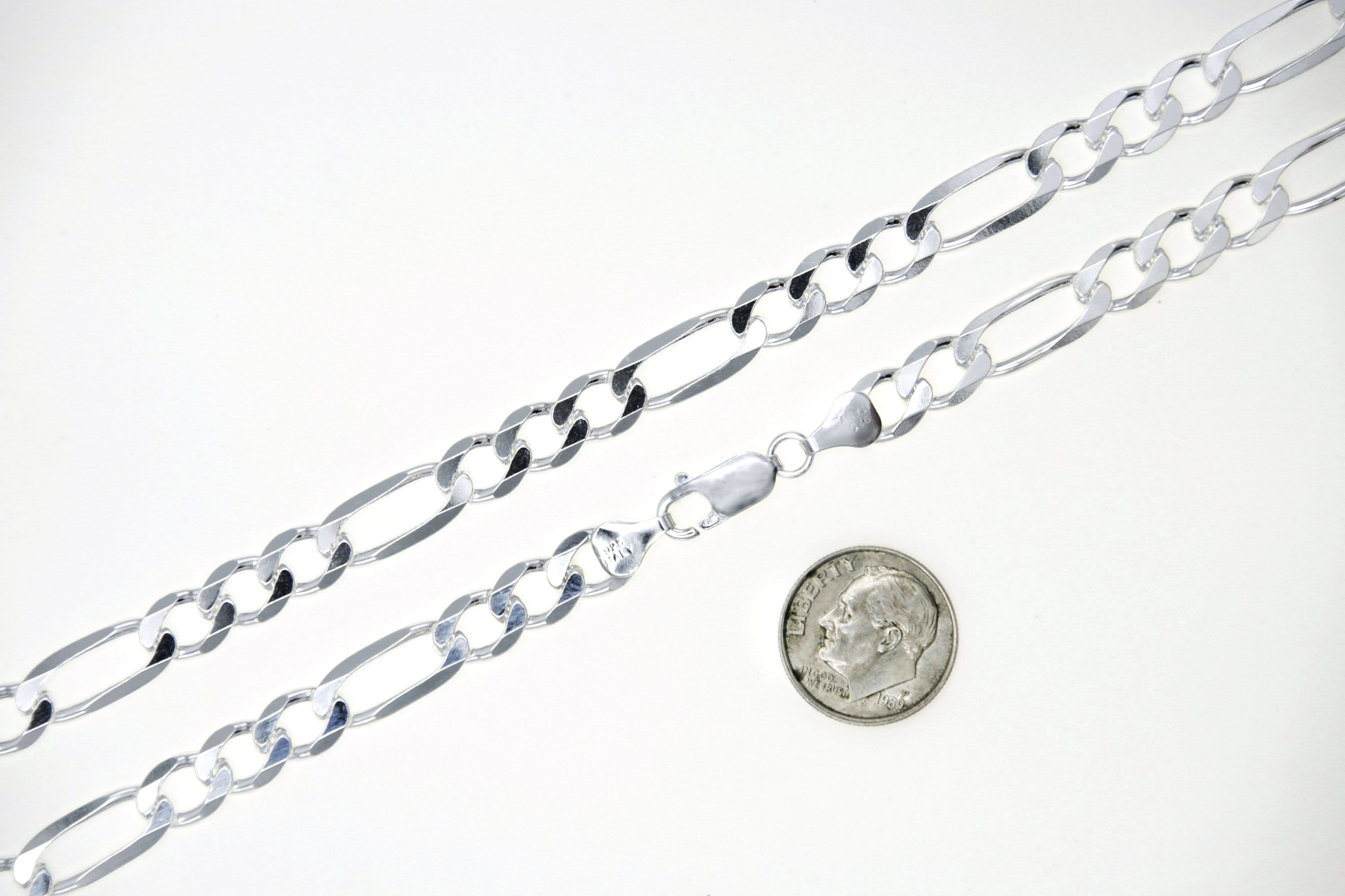 Catena Figaro A Maglie Alternate 1/1,4 Facce, 7 Mm, Argento 925 Ref 10076 Prcode Wvf 0009 - Foto 11