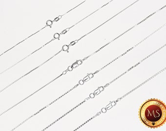 925 Italy SOLID Sterling Silver Box Chain Necklace - Different Lengths & Thicknesses - Free Shipping!