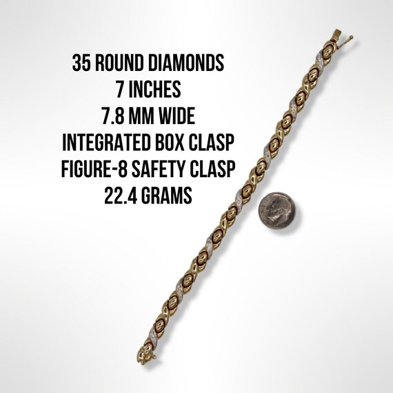 14K Gold Diamond XO Link Bracelet (7 inches) - image 6