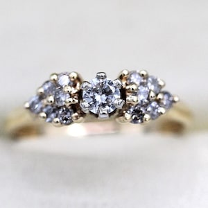 14k Yellow Gold Natural Diamond Encrusted Engagement Ring Size 8