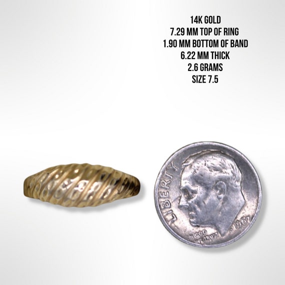 14K Gold Dome Shrimp Ring (Size 7.5 ) - image 4