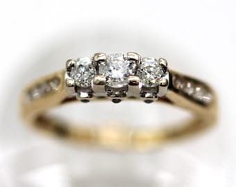 14k Yellow Gold Diamond Adorned Engagement Ring Size 6