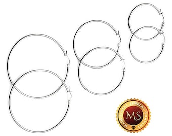 925 Sterling Silver 2mm Hoops Earrings Sizes 16mm-60mm