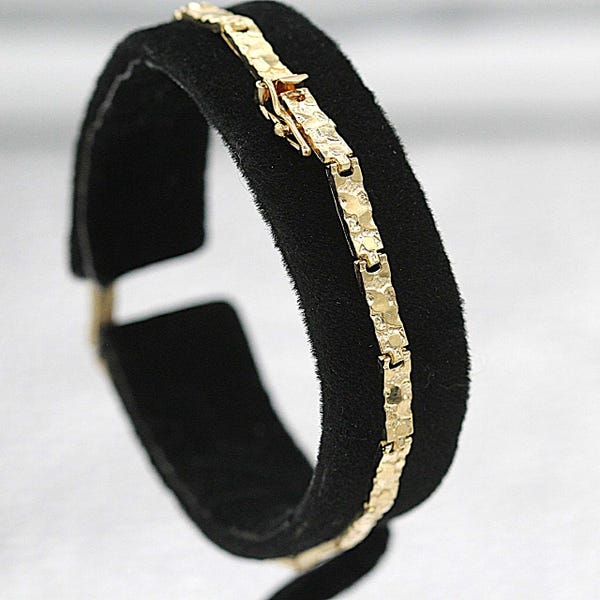 14K Yellow Gold Nugget Link Bracelet size 6.75