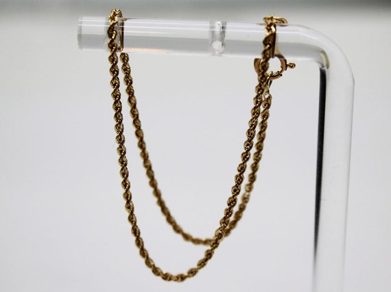 14K Gold 1.3mm Dainty Rope Chain Bracelet - 7 in. - image 2