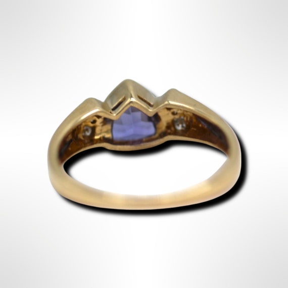 14K Gold Trillion Cut Tanzanite and Diamond Ring … - image 5