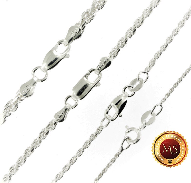 Italy 925 SOLID Sterling Silver Diamond-Cut ROPE Chain Necklace or Br…