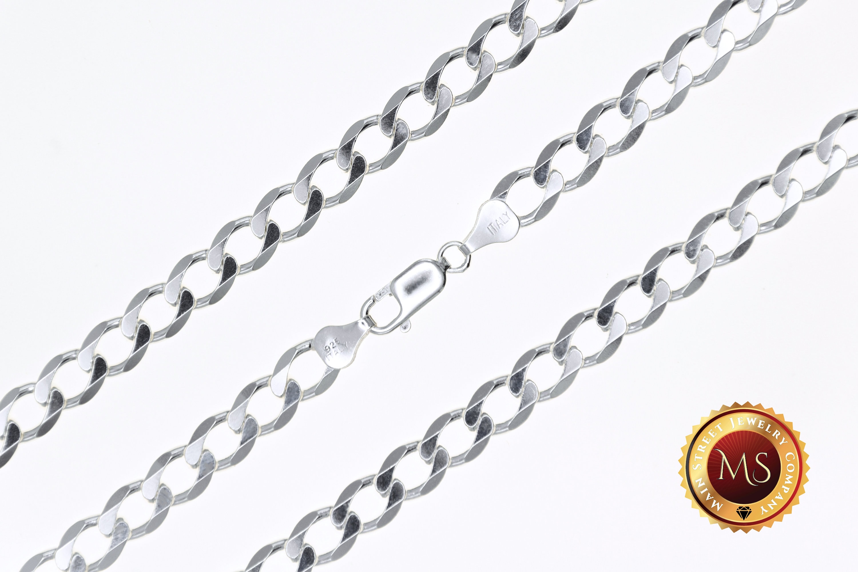 7mm ITALY 925 Sterling Silver CURB Chain Necklace or Bracelet 8
