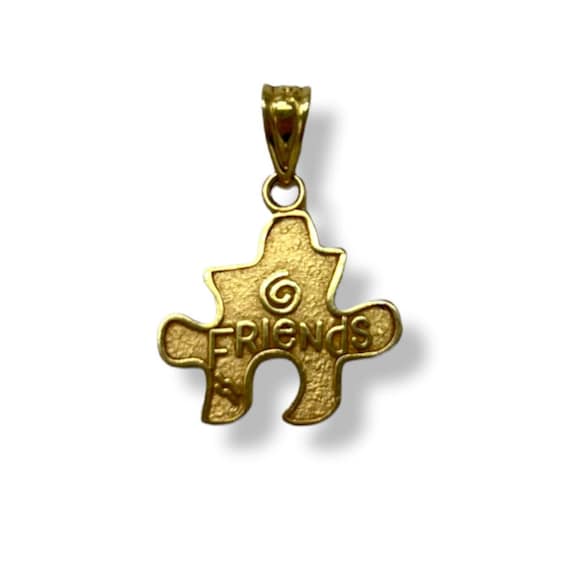 14k Gold Friendship Puzzle Piece Pendant Charm Gem
