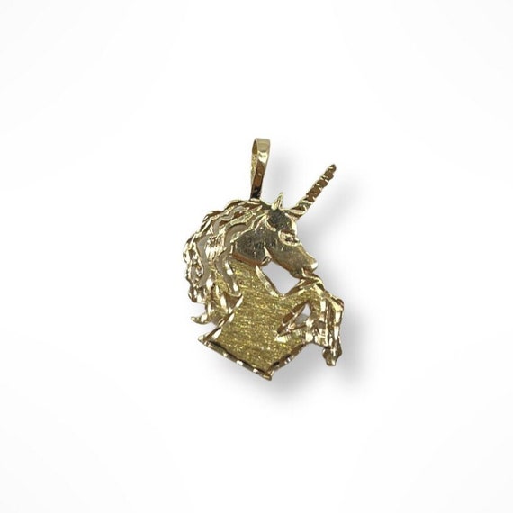 14k Gold Unicorn Head Pendant - image 1