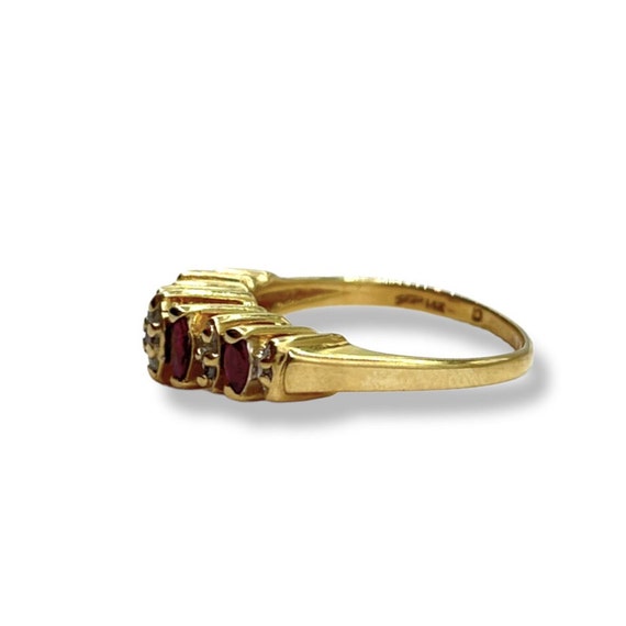 14K Gold Pink Topaz and Diamond Ring (SIZE 6) - image 2