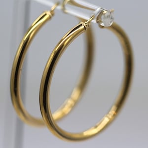 14K Yellow Gold Hoop Earrings 40mm Wide