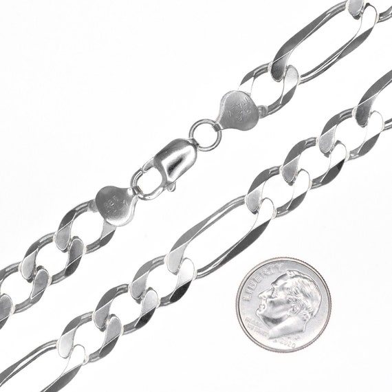 silver 925 Italy necklace bracelet 喜平 925 Italy SOLID Sterling Silver FIGARO Link Chain Bracelet 7