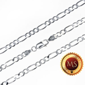 4mm Italy Solid 925 Sterling Silver Figaro Chain Necklace Bracelet 7&quot;- 32&quot;