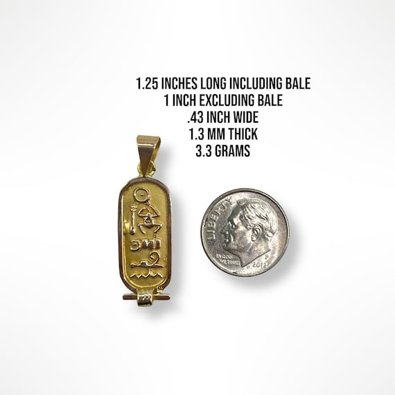 18k Gold Egyptian Hieroglyphics Pendant - Gem