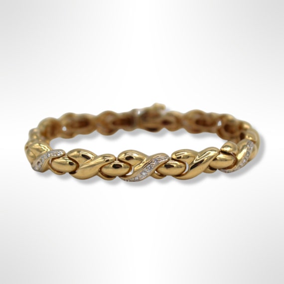 14K Gold Diamond XO Link Bracelet (7 inches) - image 1