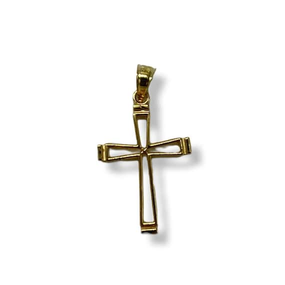 14k Gold Minimalist Cross Pendant - image 1