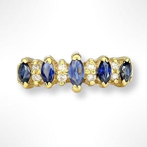 14k Gold Blue Topaz with Diamond Accents Ring Size 6.75