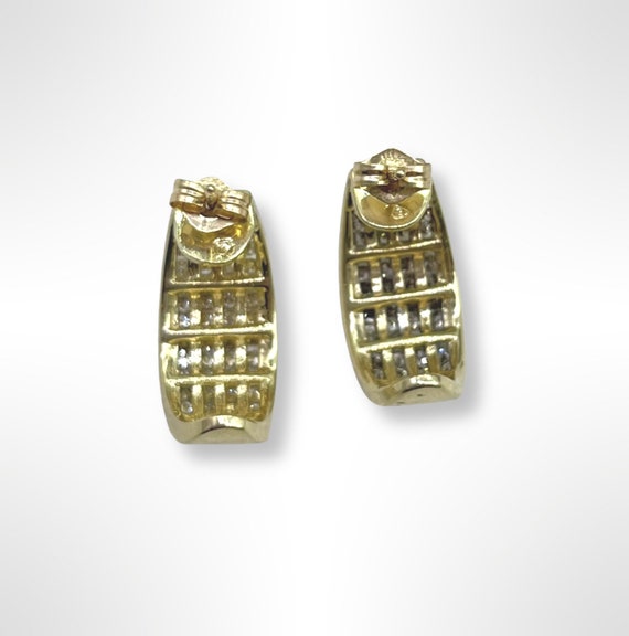 14k Gold Earrings with Four Diamond Channels - image 4