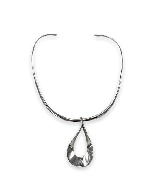 925 Sterling Silver Collar Open Pendant Necklace - image 1