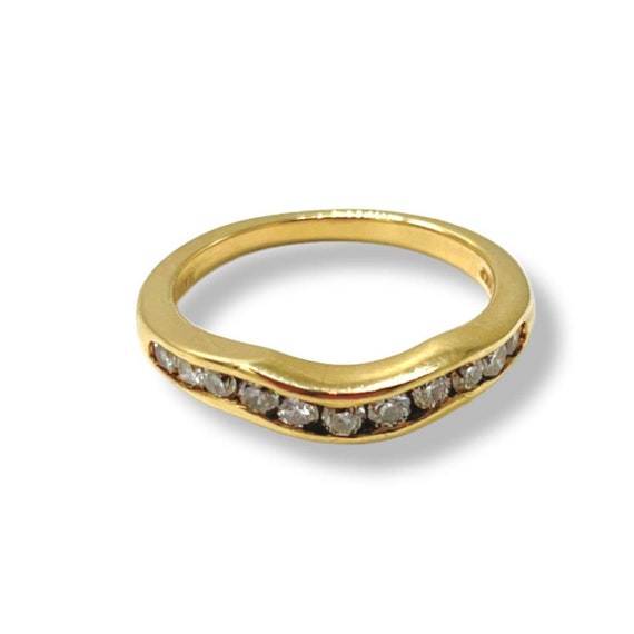 14k Gold Magic Glo Diamond Channel Ring Size 6.5 -